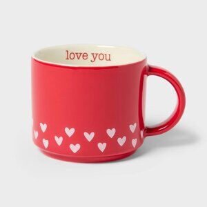 NWT - Small 8oz Stoneware Love you Hearts Stacking Mug Red - Spritz™